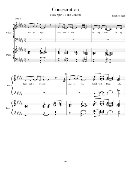 Consecration  (Holy Spirit, Take Control)