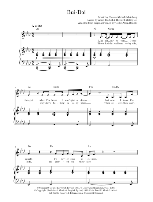 Bui-Doi (from Miss Saigon) - Claude-Michel Schonberg, Miss Saigon Musical (Piano-Vocal-Guitar (Piano Accompaniment))