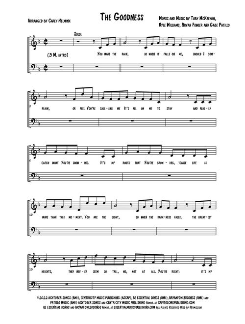 The Goodness (Arr. Carey Helmink) - Tobymac Feat. Blessings Offor (Choral, SATB)