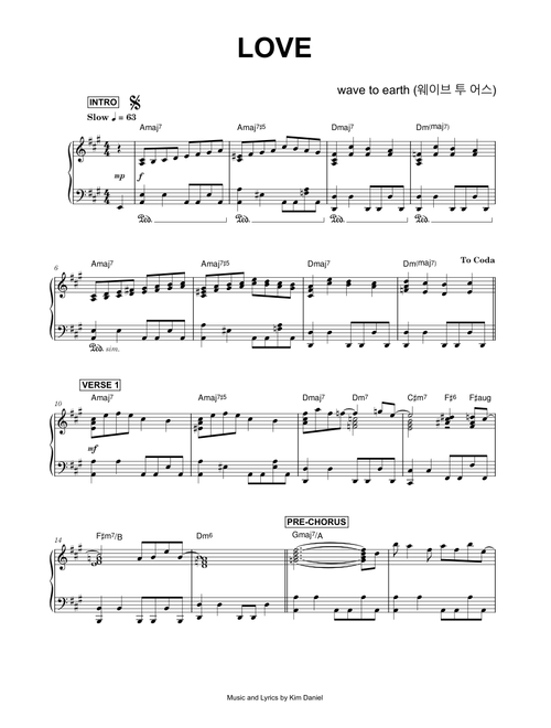 Love - wave to earth (웨이브 투 어스) (Piano)