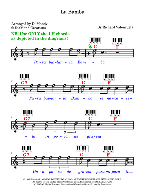 La Bamba (Arr. Dianne Mandy) - Los Lobos (Lead Sheet - Fake Book)