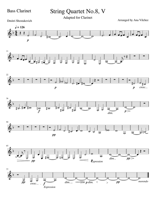 String Quartet No 8, op.110 – Dmitri Shostakovich , Bass Clarinet