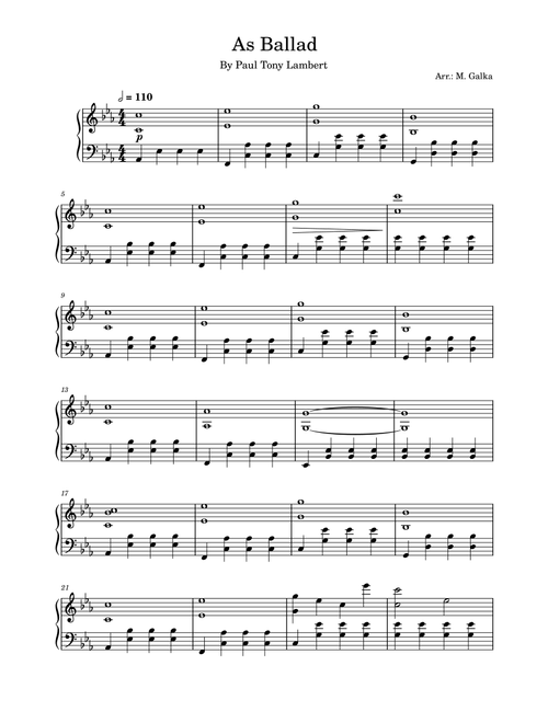As Ballad (Arr. M. Galka) - Lambert (Piano Solo)