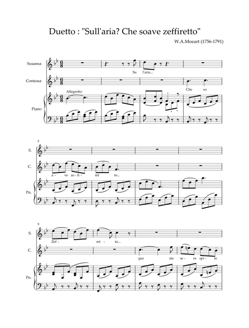 Sull' aria (Arr. MPS) - Mozart (Voice Duet and Piano)
