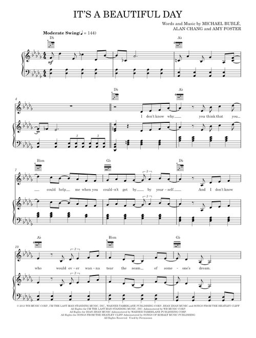 It's A Beautiful Day - Michael Buble (Piano-Vocal-Guitar)