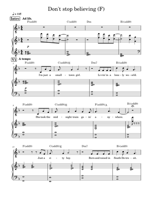 Don't stop believing (alternative arr.) - Journey