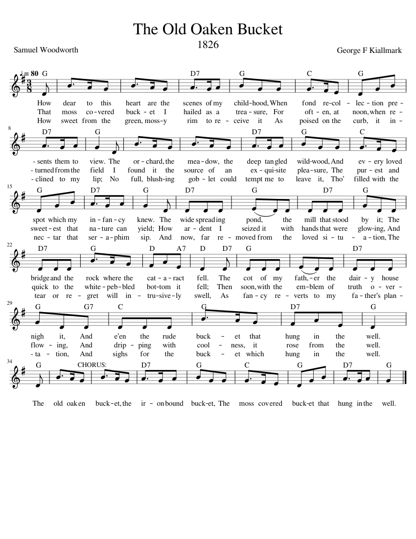 The Old Oaken Bucket Sheet music for Piano (Solo)