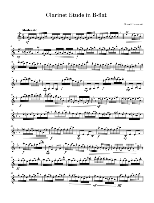 Clarinet Etude #1 in B-flat Major