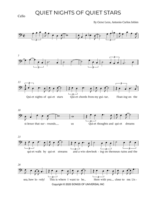 Quiet Nights Of Quiet Stars (Arr. Alex Nunes Rodrigues) - Andrea Bocelli (Cello Solo)