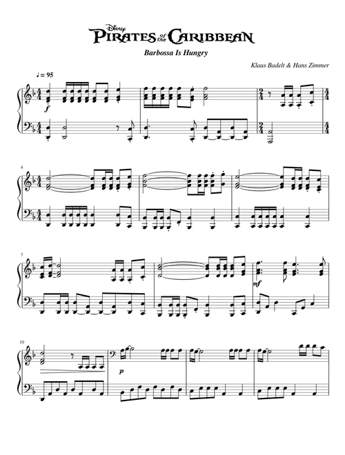 Pirates of the Caribbean The Curse of the Black Pearl - Barbossa Is Hungry | Piano Solo
