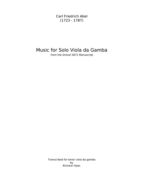 Music for Solo Viola da Gamba - Carl Friedrich Abel