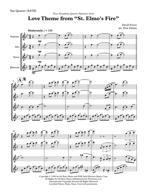Love Theme From "st. Elmo's Fire" (Arr. Don Fabian, David Lovrien) - David Foster (Woodwind Ensemble)