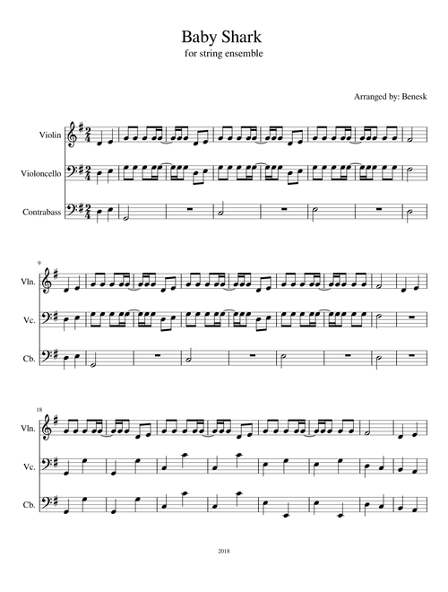 Baby Shark for violin cello bass