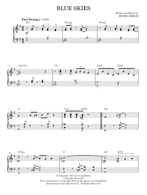 Blue Skies [Jazz version] (arr. Brent Edstrom) - Irving Berlin (Piano Solo)
