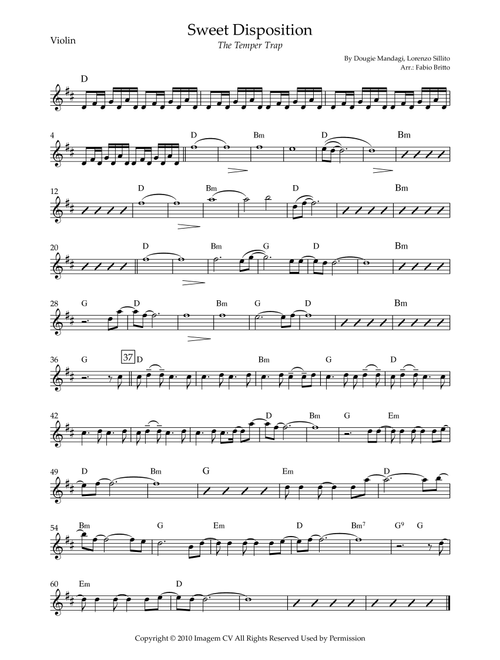 Sweet Disposition (Arr. Fabio Britto) - The Temper Trap (Violin Solo)