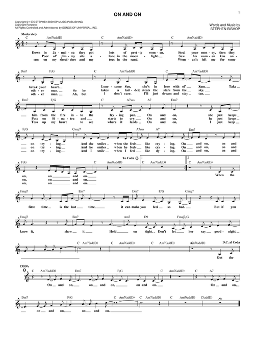 On And On - Stephen Bishop (Lead Sheet - Fake Book)