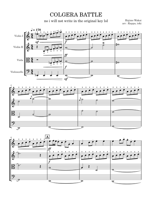 Colgera Battle Theme String Quartet