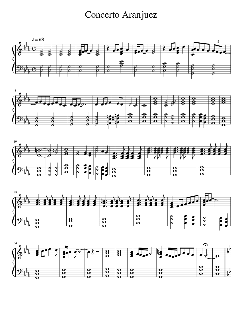 Concerto Aranjuez Sheet Music for Piano (Solo) | MuseScore.com