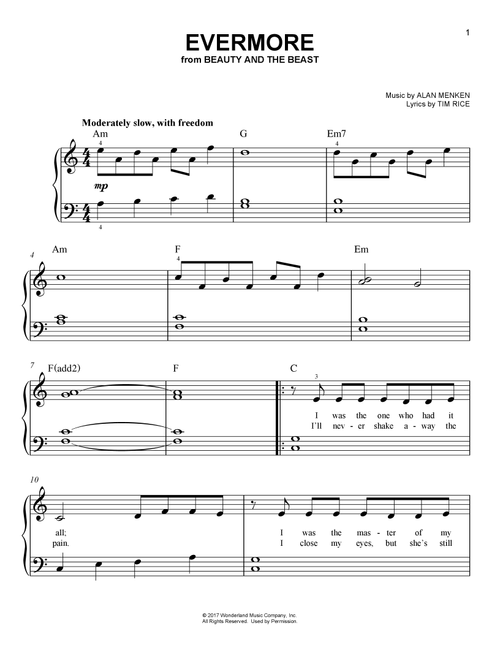 Evermore (from Beauty And The Beast) - Josh Groban (Very Easy Piano)