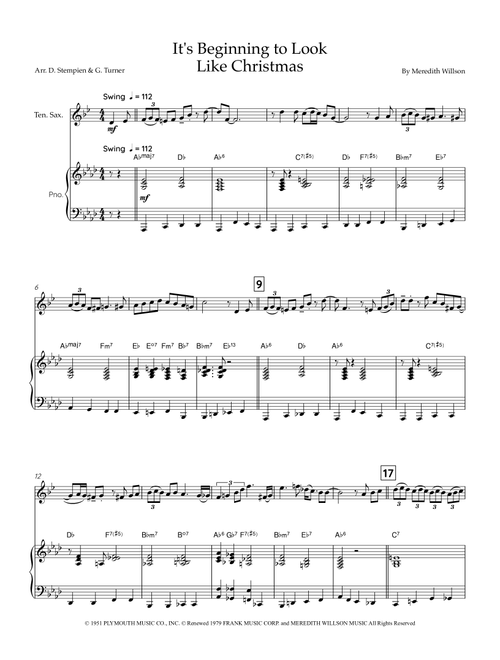 It's Beginning To Look Like Christmas (Arr. Debra E. Stempien, Gregory H. Turner) - Johnny Mathis (Tenor Sax and Piano)