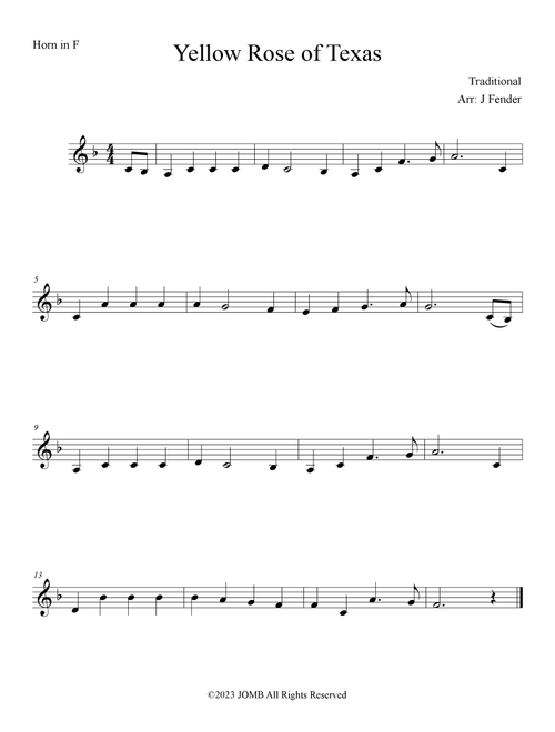 Yellow Rose of Texas (Arr. Jerremy Fender) - Traditional (French Horn and Piano)