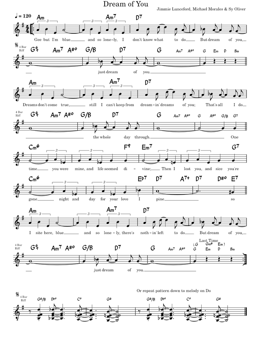 Dream Of You (Lead Sheet from Original Sheet Music) – Sy Oliver