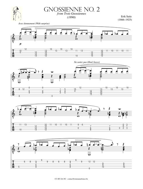 Gnossienne No.2 - Erik Satie - Solo guitar
