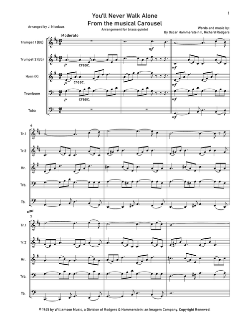 You'll Never Walk Alone (Arr. John Nicolaus) - Andrea Bocelli (Brass Ensemble)