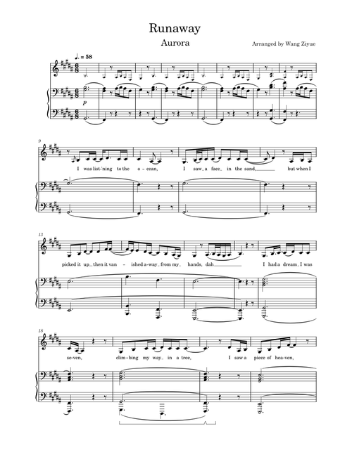 Runaway – AURORA piano & voice