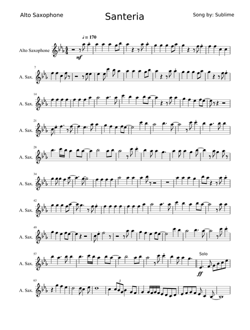 Santeria (Alto Sax Version)