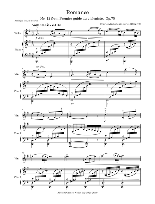 Romance in G major, op. 75, No. 12 – Bériot, Charles-Auguste de Romance