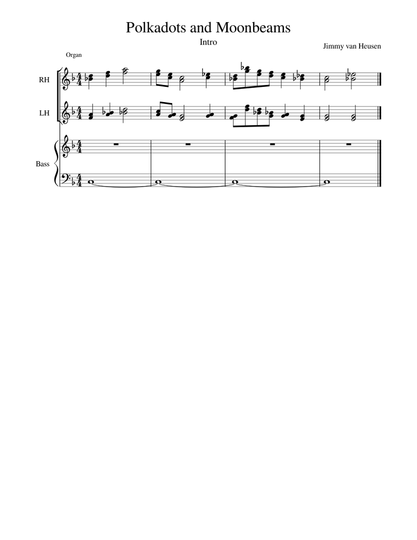 Polkadots and Moonbeams Intro Sheet Music for Organ, Vocals (Mixed
