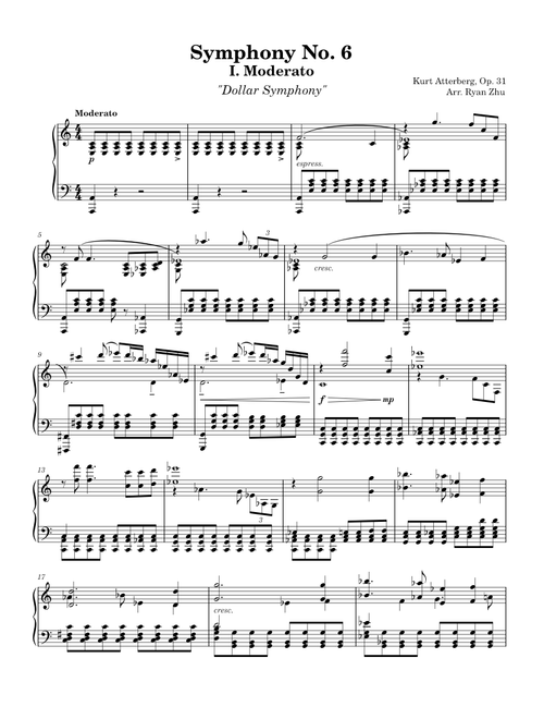 Atterberg - Symphony No. 6 "Dollar Symphony" | I - Moderato | Piano Solo