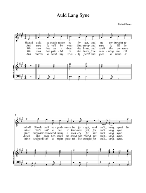 Auld Lang Syne (Arr. Alex Nunes Rodrigues) - Robert Burns (Vocal Solo)