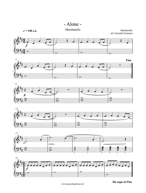 Alone (Arr. Gonzalo Gimenez) - Marshmello (Piano Solo)