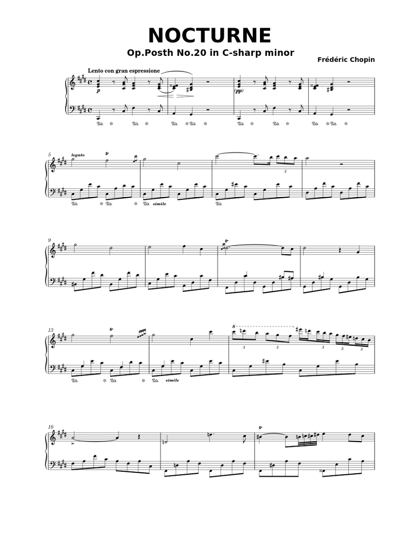 Nocturne in c sharp minor b 49 fr d ric chopin sheet music for piano