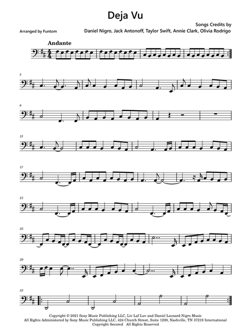 Deja VU (Arr. Funtom) - Olivia Rodrigo (Cello Solo)