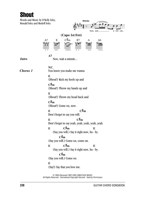Shout - The Isley Brothers (Guitar Chords-Lyrics)