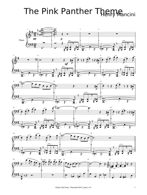 The Pink Panther Theme - Henry Mancini - Complete song, piano