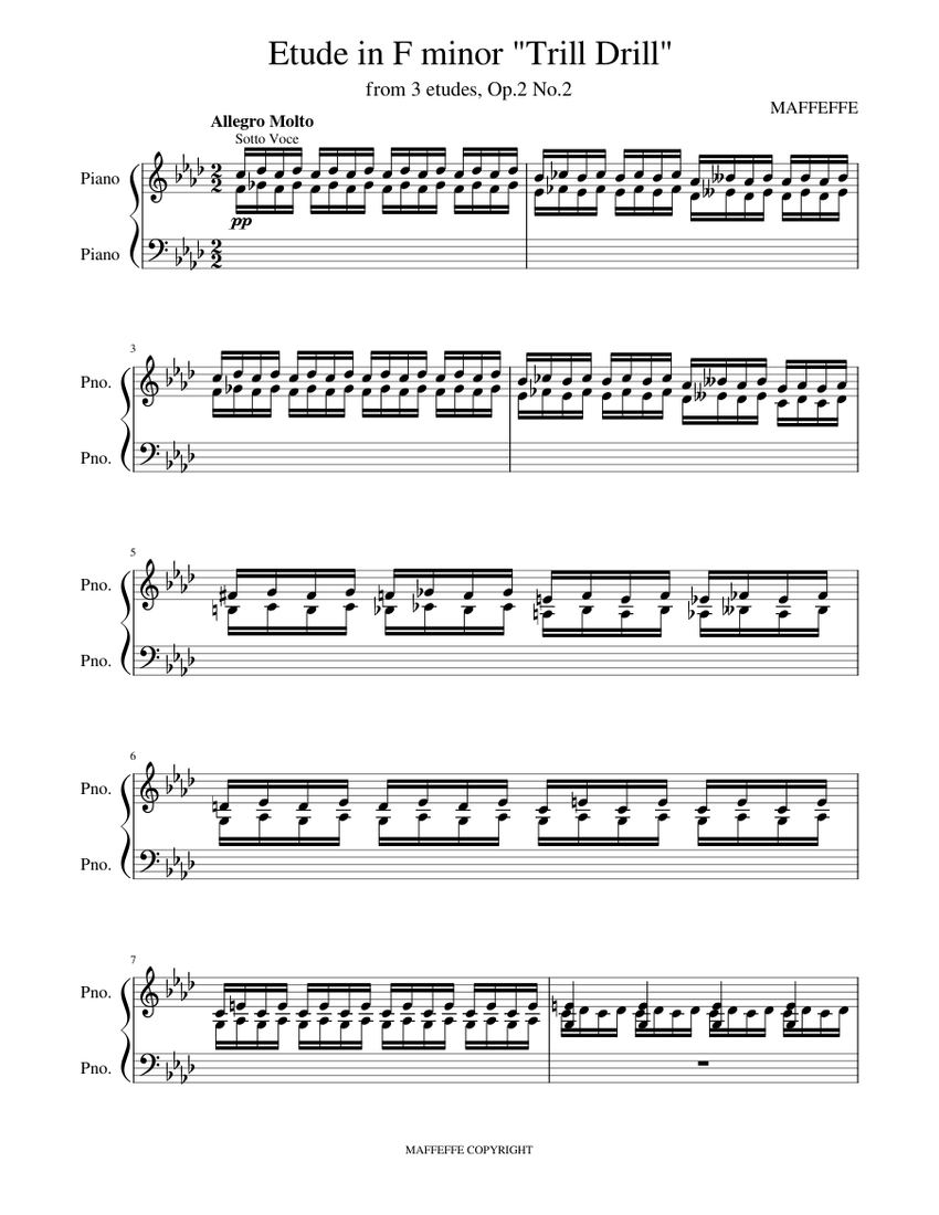 Etude in F minor "Trill Drill" Sheet music for Piano (Solo)