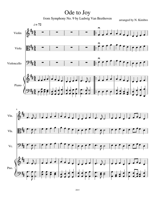Ode to Joy Melody Orchestra with Piano Accompaniment