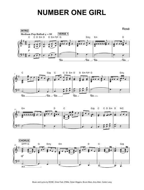Number one girl - Rosé (Piano)