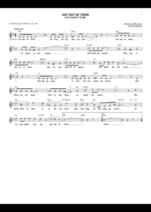 Play Official version of Get Out Of Town Sheet Music by Cole