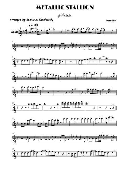 METALLIC STALLION – MARINA (Violin Cover by Stanislav Kovalevskiy)