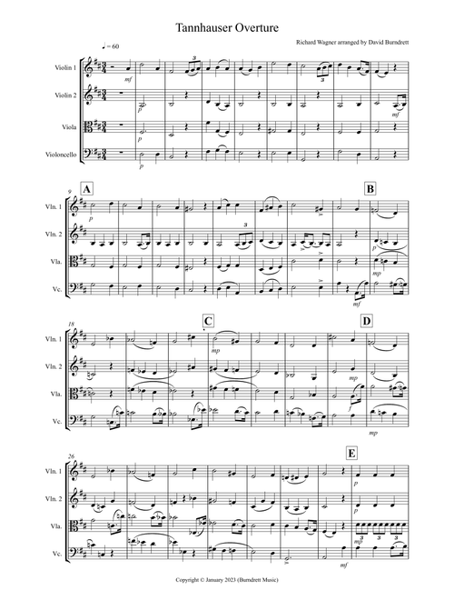 Tannhäuser Overture for String Quartet (Arr. David Burndrett) - Richard Wagner (String Quartet)