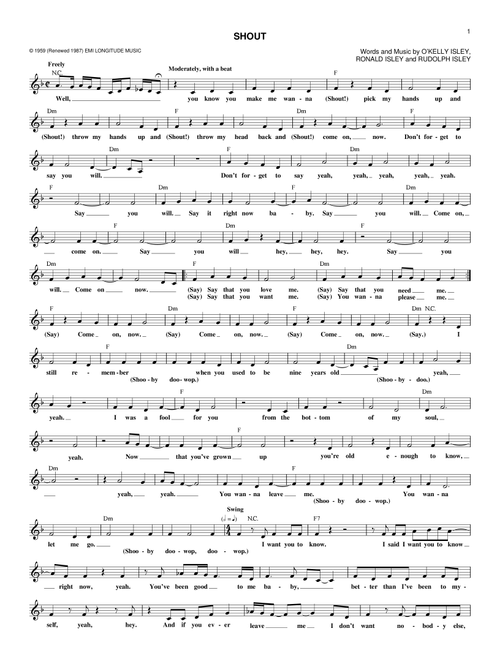 Shout - The Isley Brothers (Lead Sheet - Fake Book)