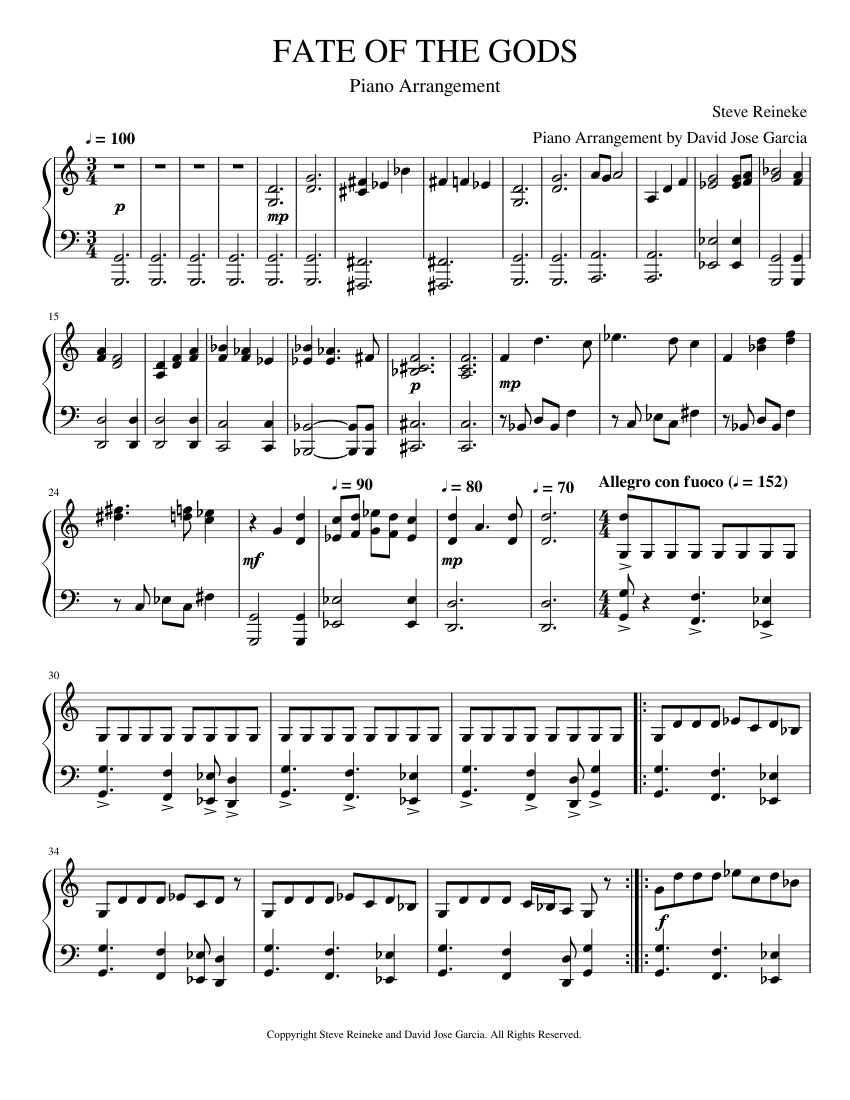 FATE OF THE GODS Sheet Music for Piano (Solo) | MuseScore.com