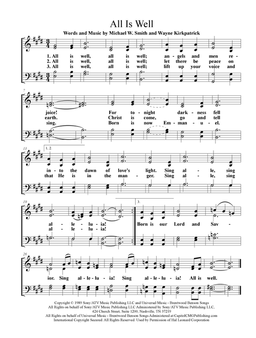 All Is Well (Arr. David Bruce Murray) - Michael W. Smith (Choral, SATB)