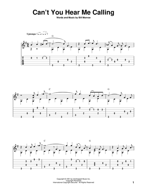 Can't You Hear Me Callin' (Arr. David Hamburger) - Bill Monroe (Solo Guitar)