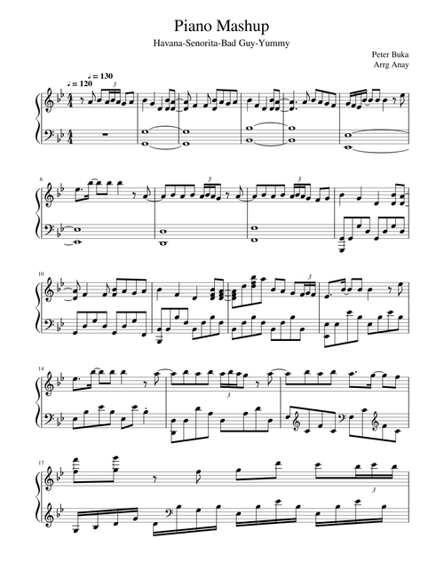 Piano Mashup ( Senorita, Bad Guy, Coffin, Yummy) Peter Buka